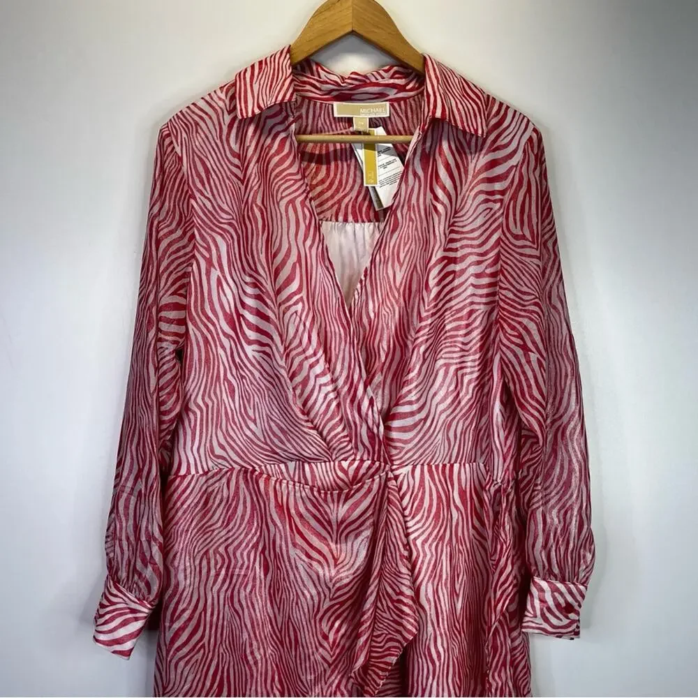 Michael Kors Zebra Print Wrap dress geranium - 0X - Picture 3 of 13